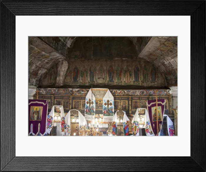 Framed Print : Interior of wooden orthodox church of Poplis