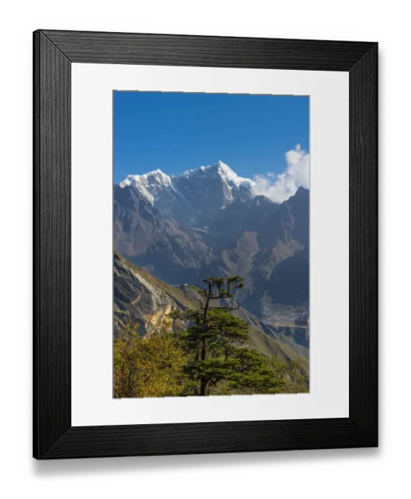 Framed Print : Taboche mountain peak from Namche Bazaar view point Framed Print : Taboche mountain peak from Namche Bazaar view point