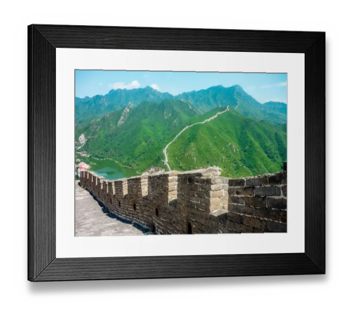Framed Print : Great wall of china seen from the top of a mountain Framed Print : Great wall of china seen from the top of a mountain