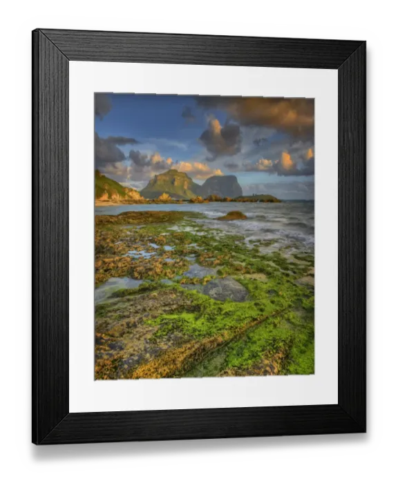 Framed Print : Scenically beautiful and a world heritage designated location, Lord Howe Island lies between the South Pacific ocean and the Tasman sea off the coast of New South Wales, Australia Framed Print : Scenically beautiful and a world heritage designated location, Lord Howe Island lies between the South Pacific ocean and the Tasman sea off the coast of New South Wales, Australia