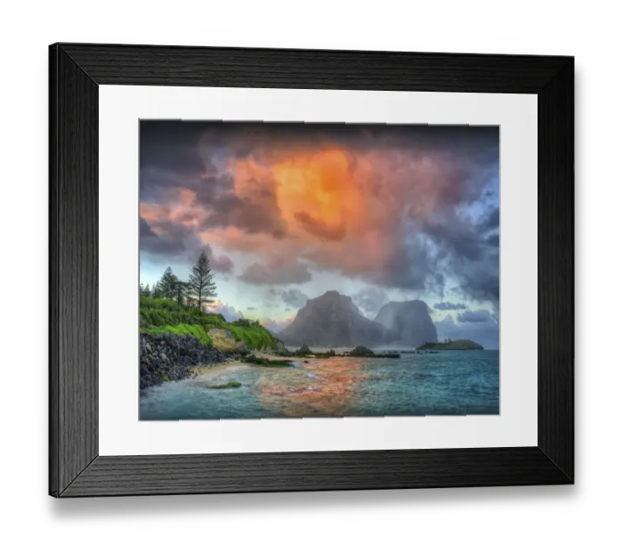 Framed Print : Scenically beautiful and a world heritage designated location, Lord Howe Island lies between the South Pacific ocean and the Tasman sea off the coast of New South Wales, Australia Framed Print : Scenically beautiful and a world heritage designated location, Lord Howe Island lies between the South Pacific ocean and the Tasman sea off the coast of New South Wales, Australia