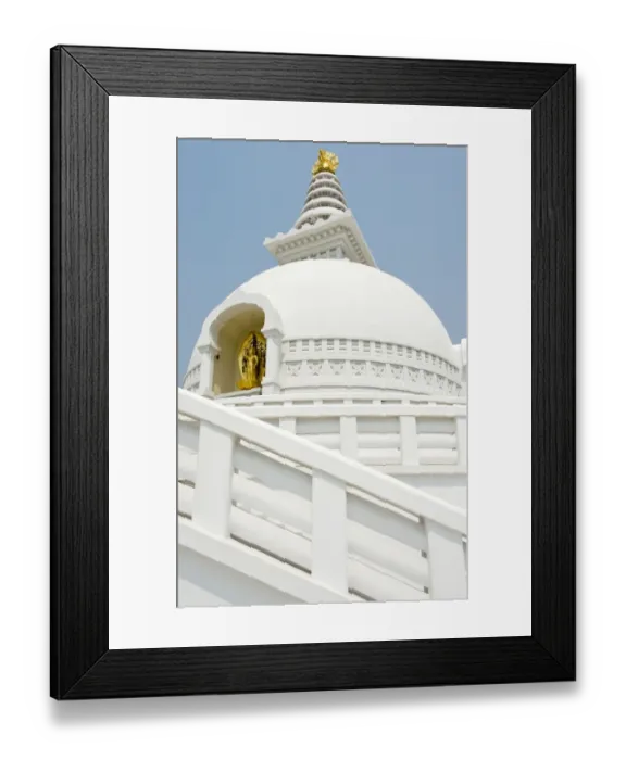 Framed Print : World Peace Pagoda in Lumbini, Shanti stupa, Japan Monastery, Nepal Framed Print : World Peace Pagoda in Lumbini, Shanti stupa, Japan Monastery, Nepal