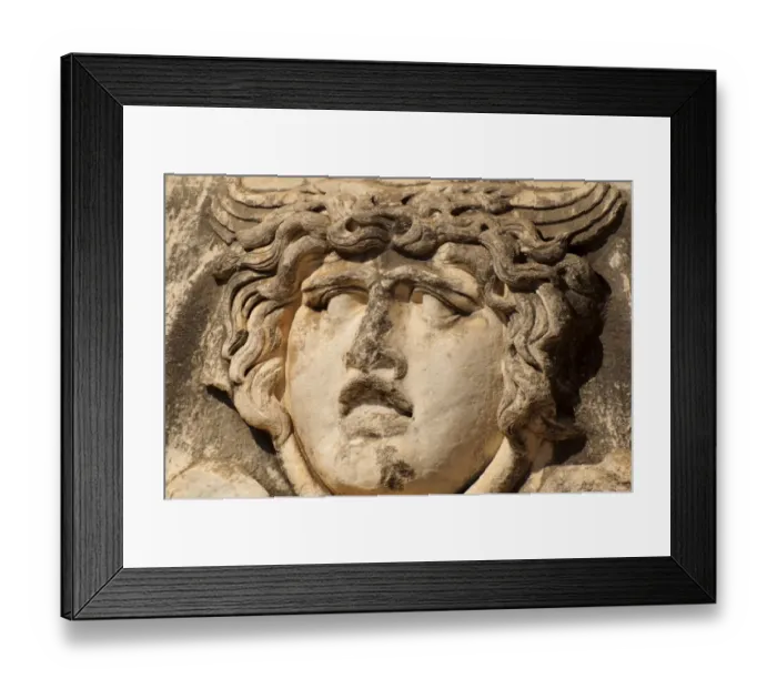 Framed Print : Sculpture of Medusa in Temple of Apollo, Didim, Turkey Framed Print : Sculpture of Medusa in Temple of Apollo, Didim, Turkey