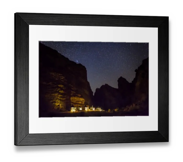 Framed Print : Camping in the desert of Wadi Rum at night Framed Print : Camping in the desert of Wadi Rum at night