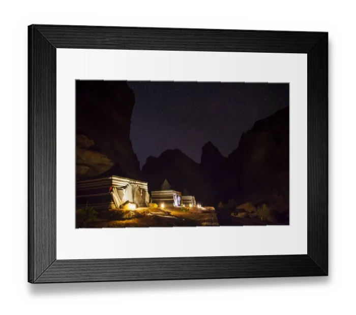 Framed Print : Camping in the desert of Wadi Rum at night Framed Print : Camping in the desert of Wadi Rum at night