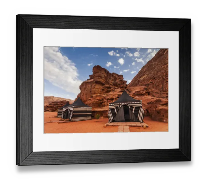 Framed Print : Tourist tents in Wadi Rum dessert, Jordan