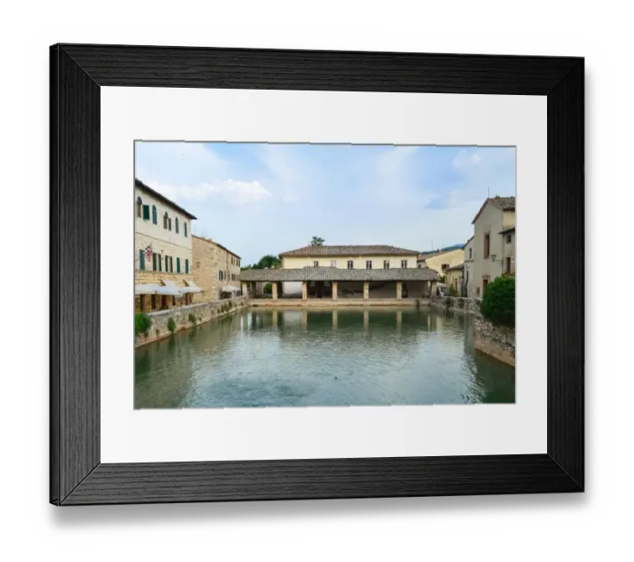Framed Print : Old town of Bagno Vignoni with thermal pool in old town square, Tuscany, Italy Framed Print : Old town of Bagno Vignoni with thermal pool in old town square, Tuscany, Italy