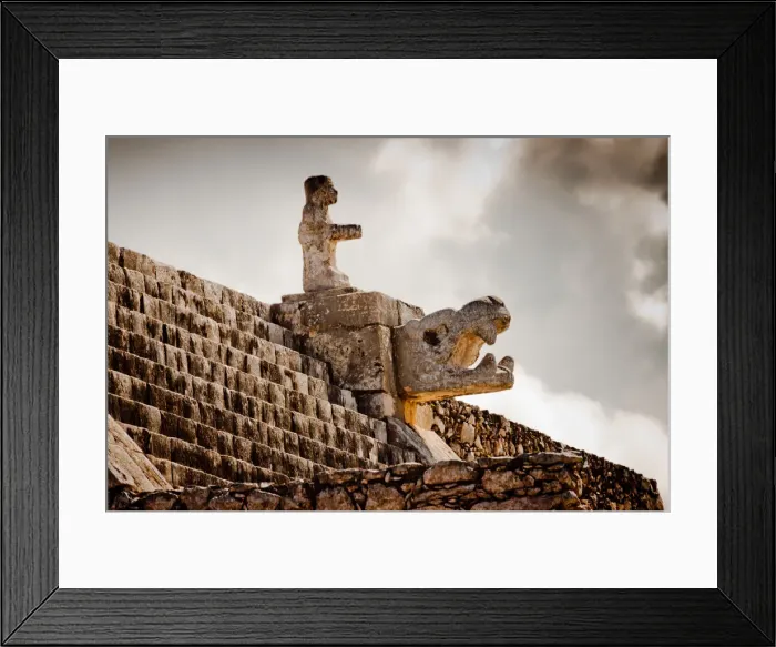 Framed Print : Detail of Temple of the Warriors (pyramid and columns), Chichen Itza, Mexico Framed Print : Detail of Temple of the Warriors (pyramid and columns), Chichen Itza, Mexico