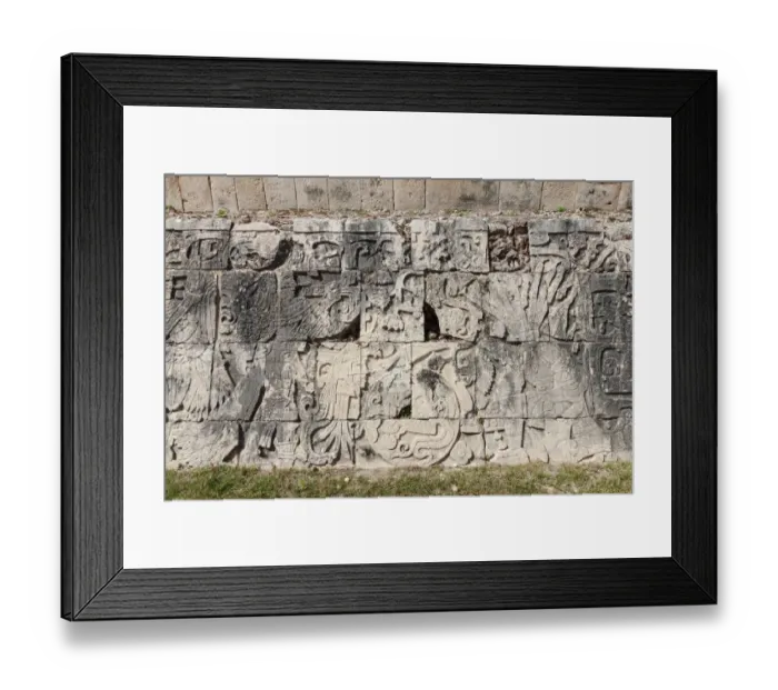Framed Print : Figures on a wall in Uxmal, YucatAan, Mexico Framed Print : Figures on a wall in Uxmal, YucatAan, Mexico