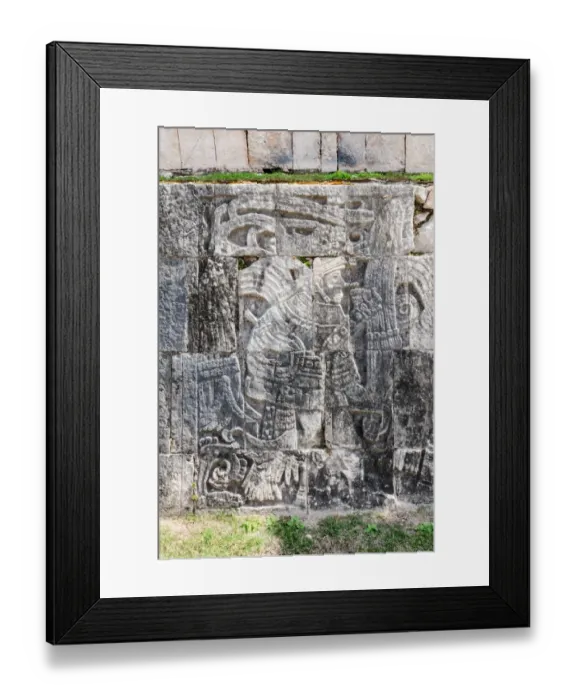 Framed Print : Figures on a wall in Uxmal, YucatAan, Mexico Framed Print : Figures on a wall in Uxmal, YucatAan, Mexico