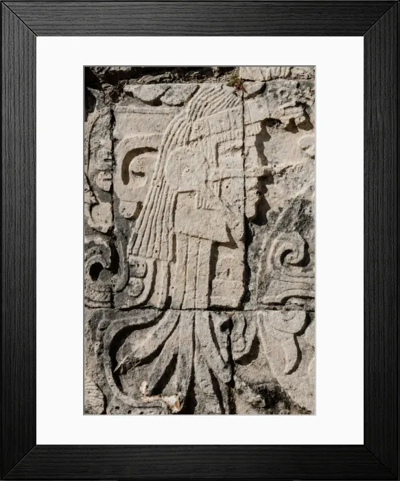 Framed Print : Figures on a wall in Uxmal, YucatAan, Mexico Framed Print : Figures on a wall in Uxmal, YucatAan, Mexico