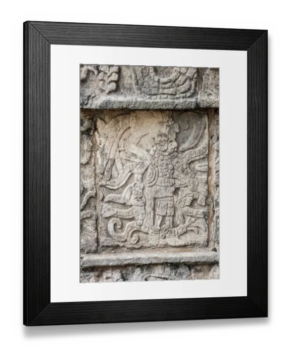 Framed Print : Figures on a wall in Uxmal, YucatAan, Mexico