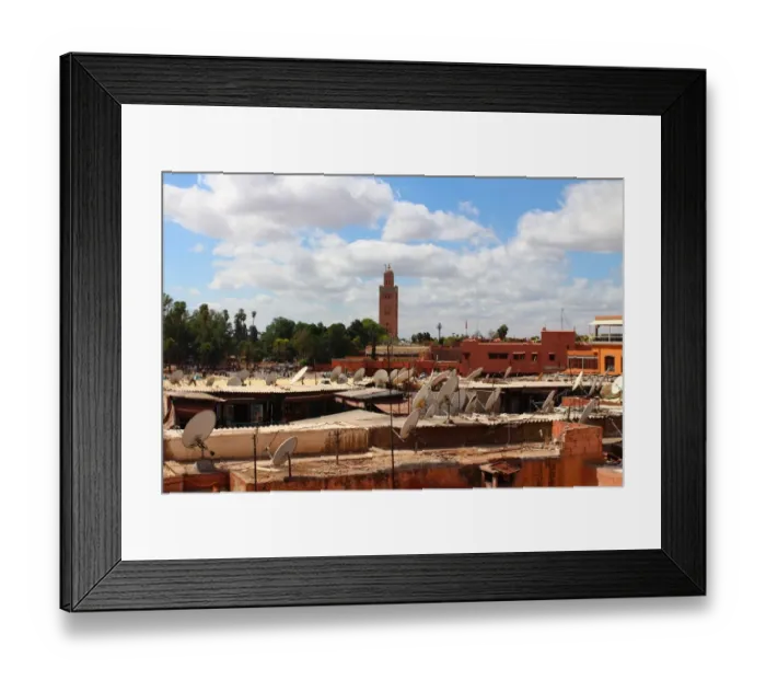 Framed Print : Rooftops of Marrakech and Koutoubia at the bottom Framed Print : Rooftops of Marrakech and Koutoubia at the bottom
