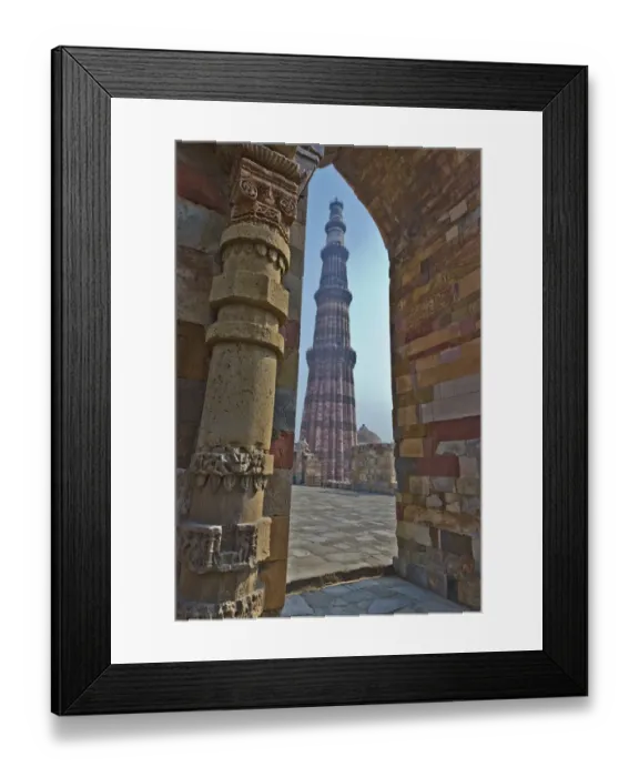 Framed Print : Qutub Minar with pillar Framed Print : Qutub Minar with pillar
