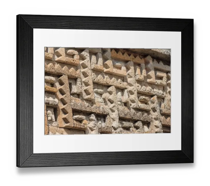 Framed Print : Decoration and patterns in Mitla walls
