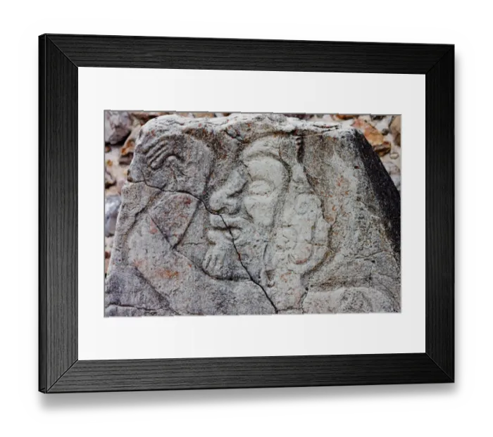 Framed Print : Figure (dancing) on a stone in Monte Alban, Mexico Framed Print : Figure (dancing) on a stone in Monte Alban, Mexico