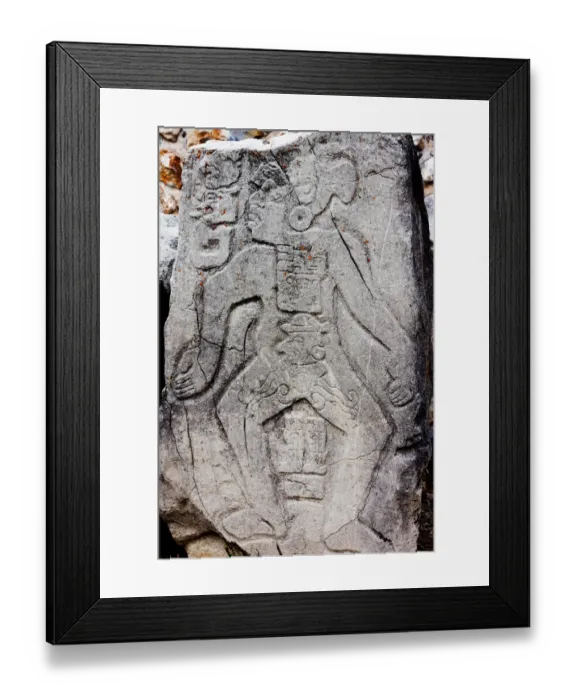 Framed Print : Figure (dancing) on a stone in Monte Alban, Mexico Framed Print : Figure (dancing) on a stone in Monte Alban, Mexico