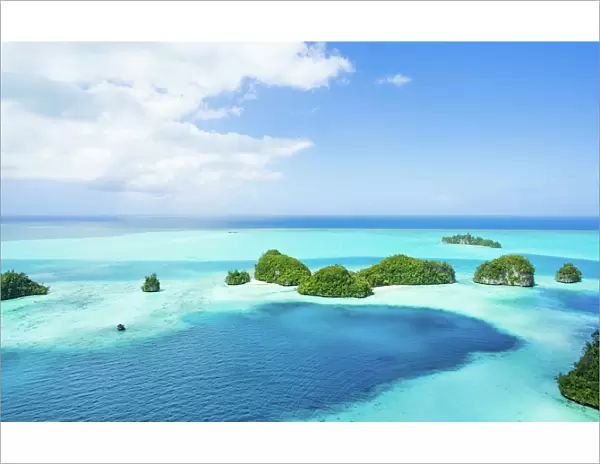 Palau rock islands and tropical water from above