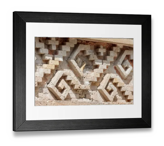 Framed Print : Decoration and patterns in Mitla walls