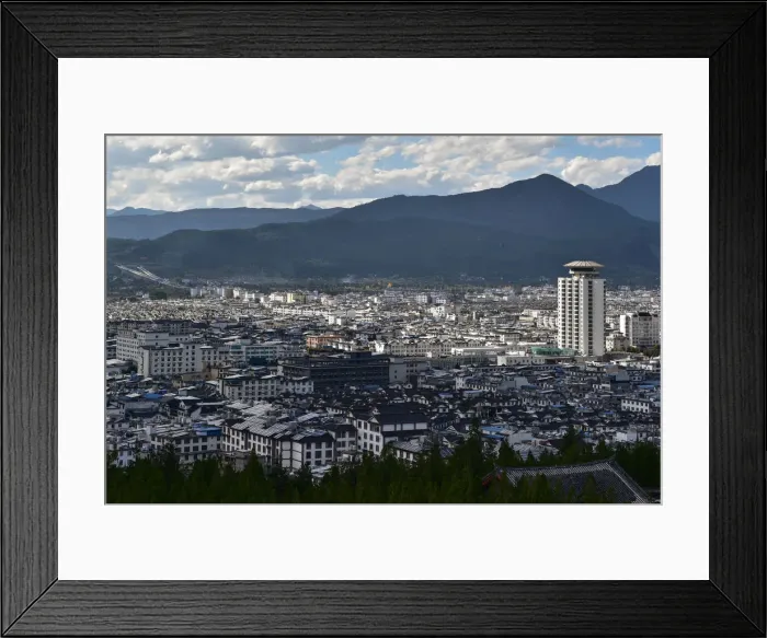 Framed Print : New town of Lijiang City, mountain view Framed Print : New town of Lijiang City, mountain view