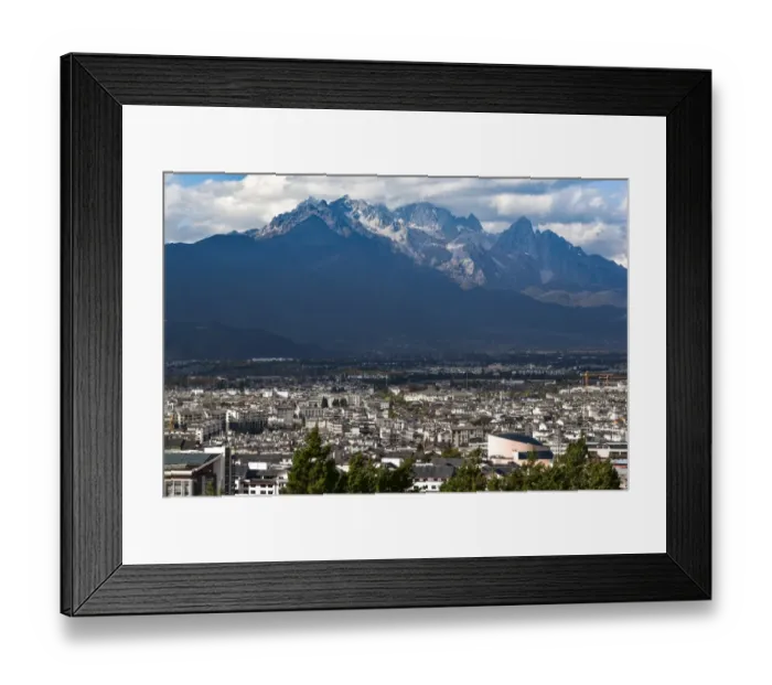 Framed Print : New town of Lijiang City, mountain view Framed Print : New town of Lijiang City, mountain view
