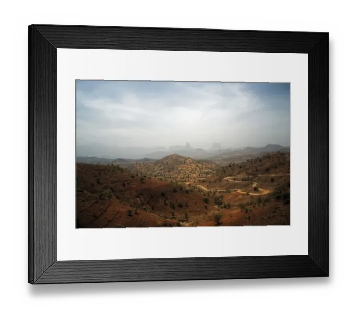 Framed Print : Semien Mountains peaks and dirt road zigzag Framed Print : Semien Mountains peaks and dirt road zigzag