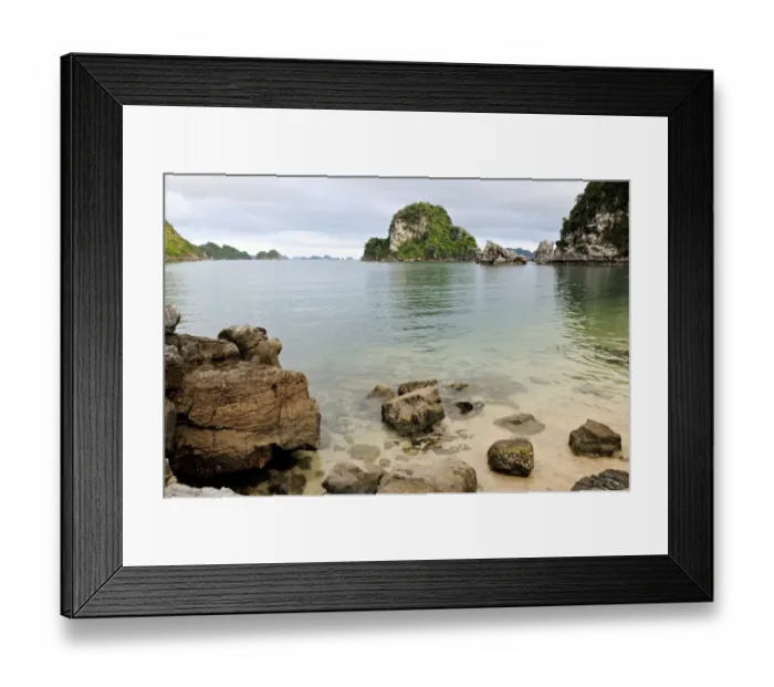 Framed Print : Remote deserted beach in Bai Tu Long - Ha Long bay Framed Print : Remote deserted beach in Bai Tu Long - Ha Long bay