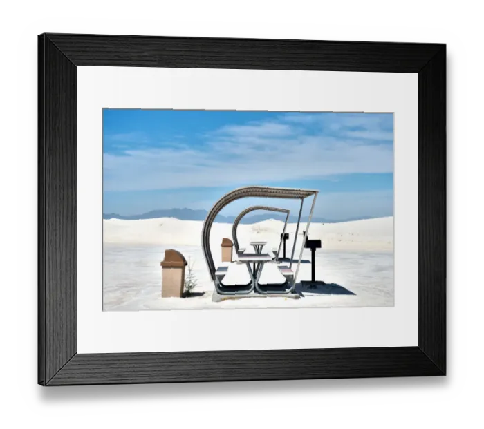 Framed Print : Picnic table at White sands National Monument Framed Print : Picnic table at White sands National Monument