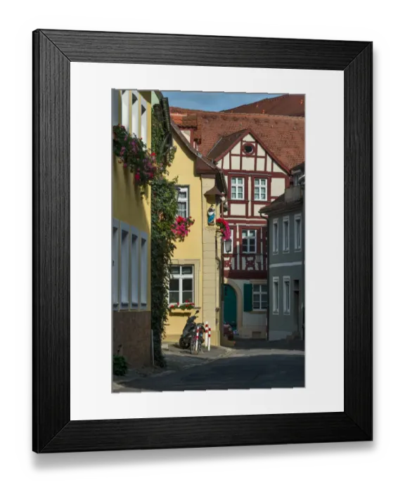 Framed Print : Bamberg is a town in Bavaria, Germany, located in Upper Franconia on the Framed Print : Bamberg is a town in Bavaria, Germany, located in Upper Franconia on the