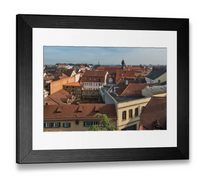 Framed Print : Bamberg is a town in Bavaria, Germany, located in Upper Franconia on the Framed Print : Bamberg is a town in Bavaria, Germany, located in Upper Franconia on the