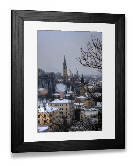 Framed Print : Mulln Church and Salzburg district in Winter Framed Print : Mulln Church and Salzburg district in Winter