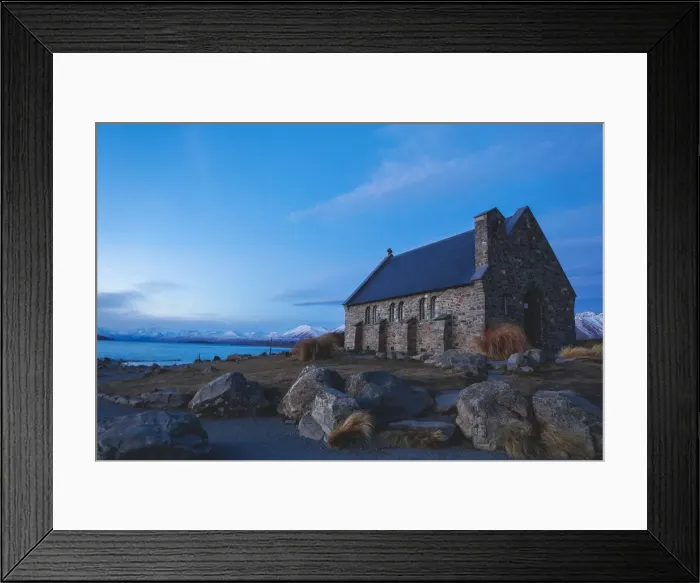 Framed Print : The Church of Good Shepherd with Snow Mountain Framed Print : The Church of Good Shepherd with Snow Mountain