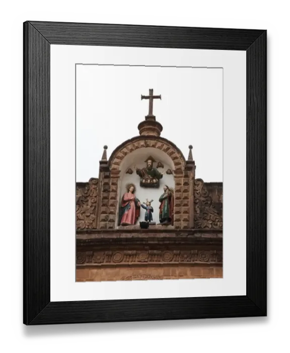 Framed Print : Coloured statues on roof of temple, Cusco Framed Print : Coloured statues on roof of temple, Cusco