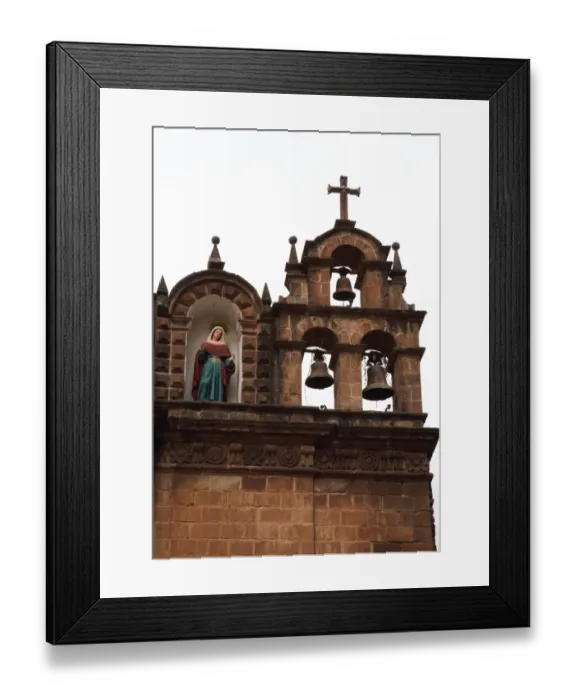 Framed Print : Bell tower and statue on roof of temple, Cusco Framed Print : Bell tower and statue on roof of temple, Cusco