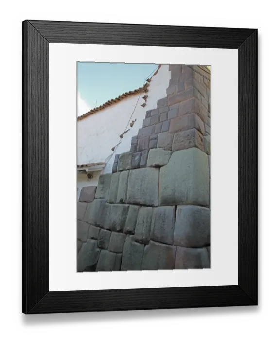 Framed Print : Inca granite wall with Spanish house wall, Cusco