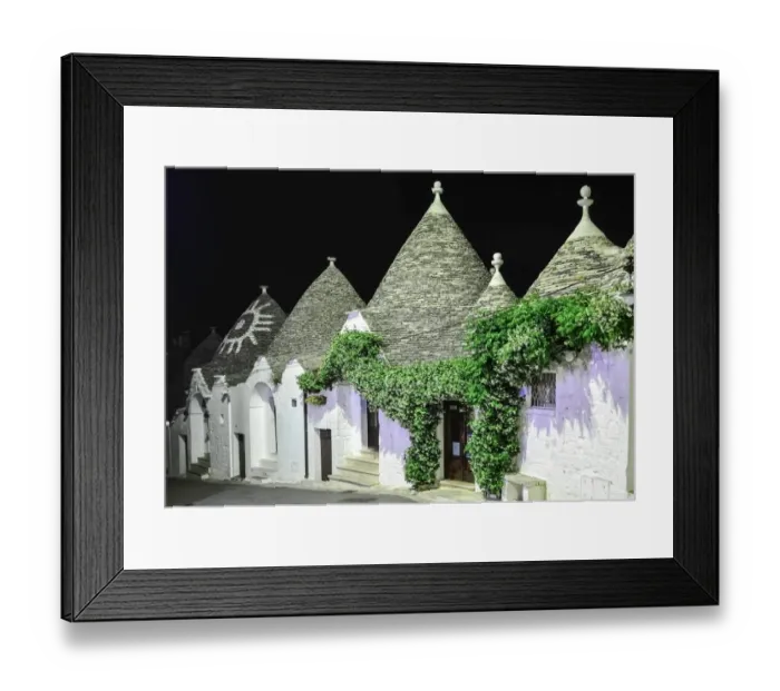 Framed Print : Street full of trulli houses at night, Alberobello Framed Print : Street full of trulli houses at night, Alberobello