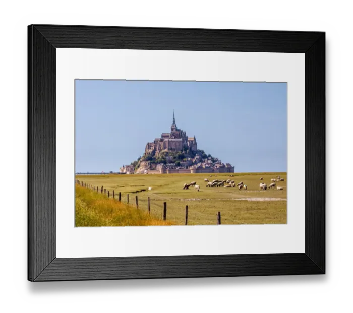 Framed Print : Mont Saint-Michel and meadow during the day Framed Print : Mont Saint-Michel and meadow during the day