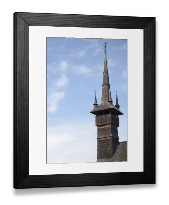 Framed Print : Tower of orthodox wooden church Framed Print : Tower of orthodox wooden church