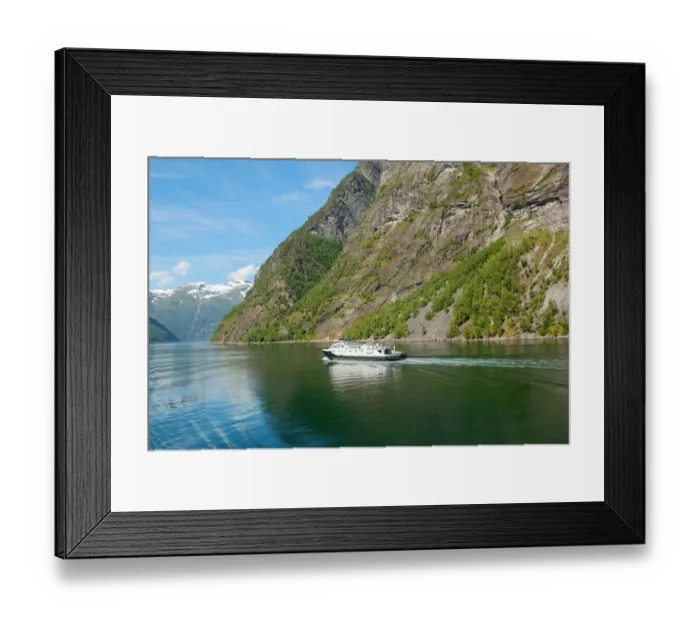 Framed Print : Cruise ship navigate in Geirangerfjord Framed Print : Cruise ship navigate in Geirangerfjord