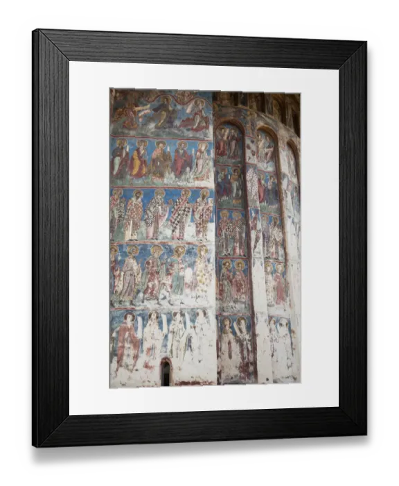 Framed Print : Fresco in a wall of painted Voronet Monastery Framed Print : Fresco in a wall of painted Voronet Monastery