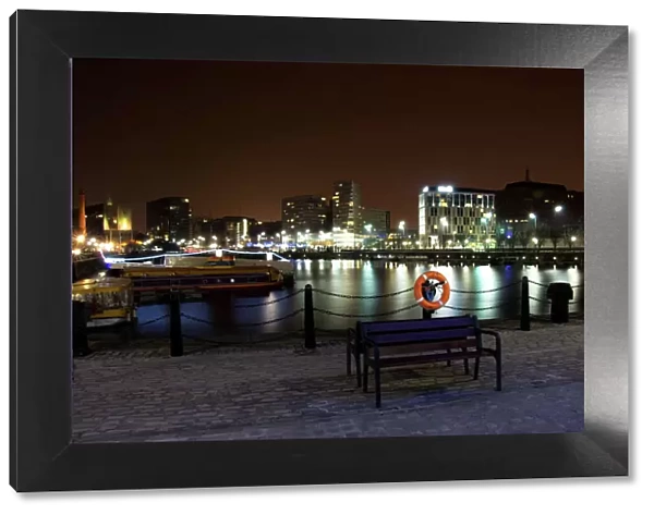 Night scene, Albert dock, Liverpool waterfront, UK