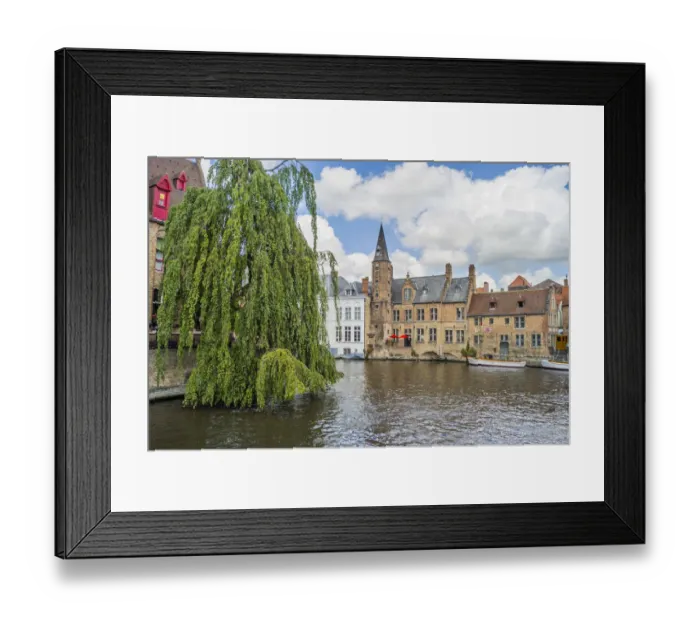 Framed Print : Buildings along a Canal in the historic Bruges Framed Print : Buildings along a Canal in the historic Bruges