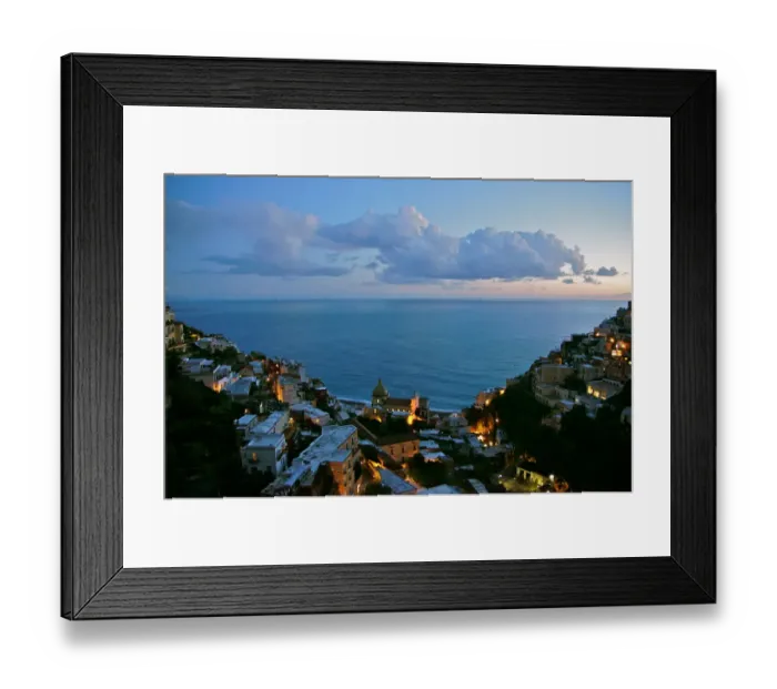 Framed Print : Positano and Santa Maria Assunta church sunset Framed Print : Positano and Santa Maria Assunta church sunset