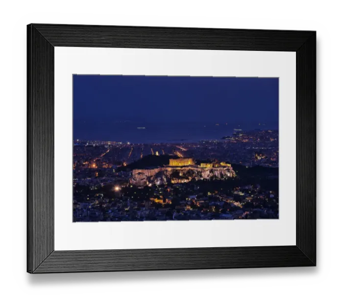 Framed Print : Acropolis. Hill of Acropolis in Athens, Greece at night