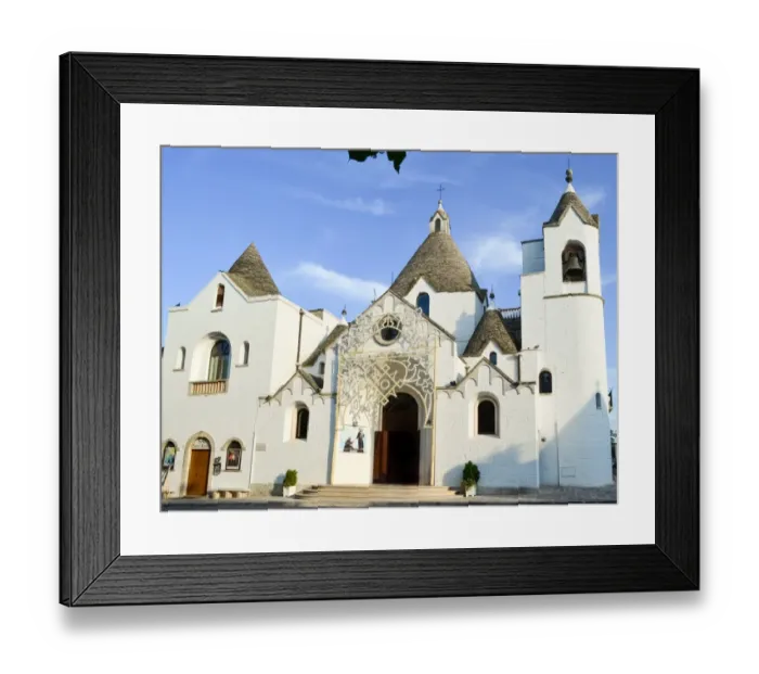 Framed Print : Trullo church facade in Alberobello, Italy Framed Print : Trullo church facade in Alberobello, Italy