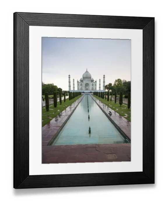 Framed Print : Frontview of Taj Mahal with pool Framed Print : Frontview of Taj Mahal with pool