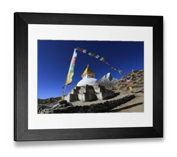 Framed Print : Buddhist Stupa with Prayer flags, Dingboche Framed Print : Buddhist Stupa with Prayer flags, Dingboche
