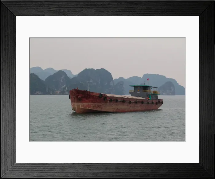 Framed Print : Cargo ship near Halong Bay Framed Print : Cargo ship near Halong Bay