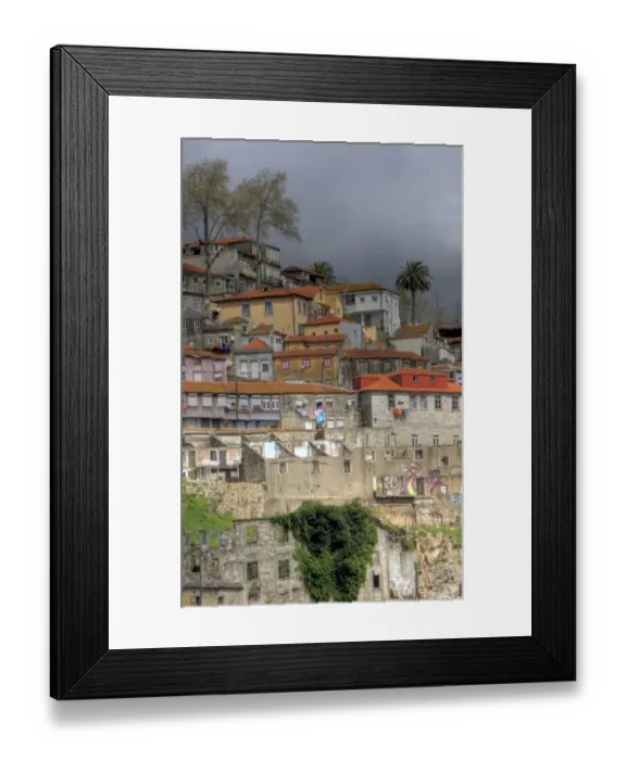 Framed Print : Dense, old and colourful Riberia district of Porto Framed Print : Dense, old and colourful Riberia district of Porto