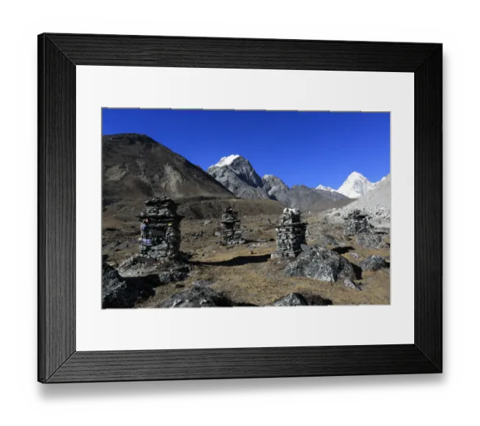 Framed Print : Memorials and Tombstones to climbers and Sherpas Framed Print : Memorials and Tombstones to climbers and Sherpas